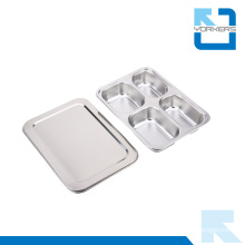 4 Grids 304 Stainless Steel Dinner and Lunch Plate Container